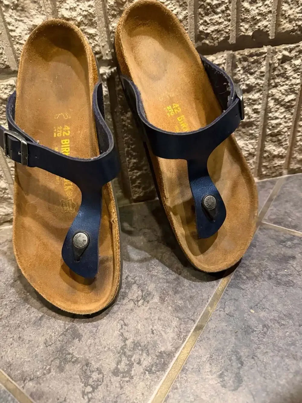Birkenstock Gizeh Thong Sandals Navy Blue Size 42